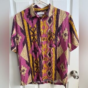 Urban Outfitters Pink and Yellow Patterned Shirt